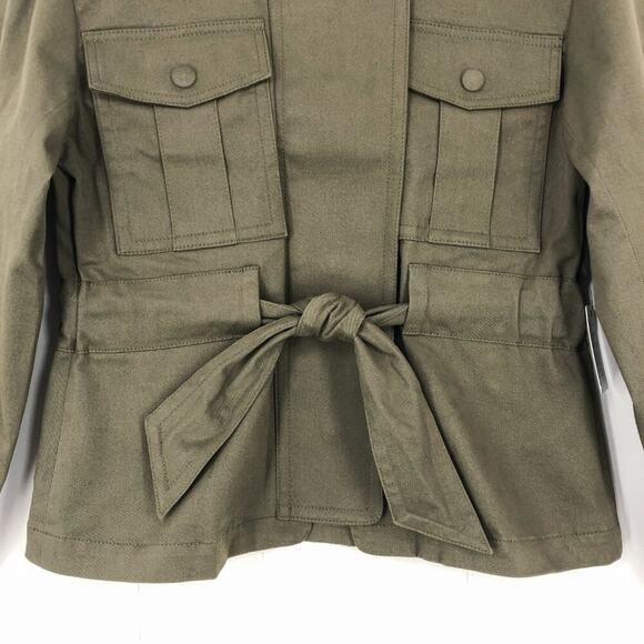Express Utility Jacket Oversized Pockets Belt Cotton Twill Stretch Size XS Olive - Picture 5 of 16